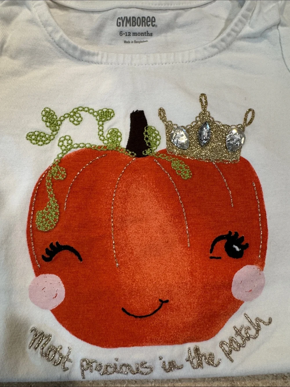 Gymboree Cream Top with Orange Pumpkin & Striped Leggings Set